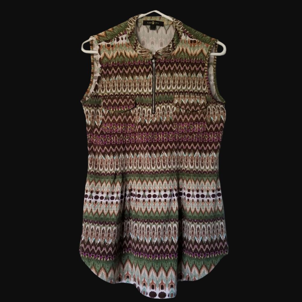 💚3/$15 Time Line Women's Blouse Medium Geometric Sleeveless